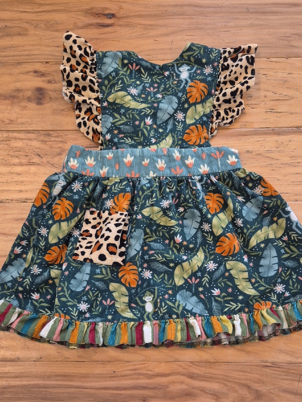 Leopard Ruffle Sleeve Pinafore Jumper Dress